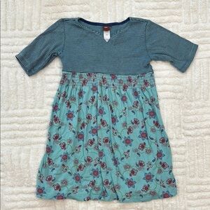 Tea Collection Cotton Smocked Waist Dress in Stripes and Paisley Print